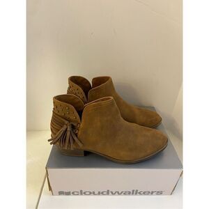 Cloudwalkers Cognac #0396 fringe suede‎ leather boots 10m